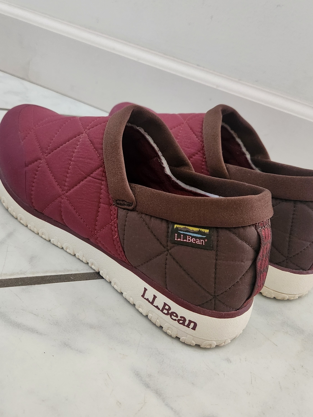 L.L. Bean Men's Quilted Slip-On Shoe — Burgundy/Brown 10 M